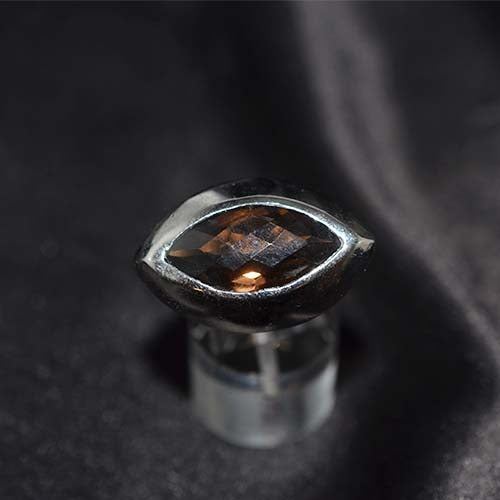 925 Sterling Silver Smoky Quartz Marquise Bypass Ring