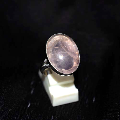 925 Sterling Silver Rose Quartz Oval Cabochon Ring