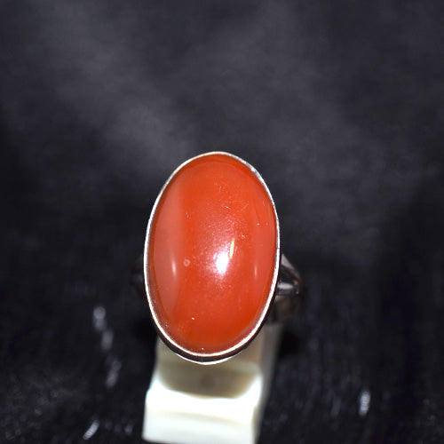 925 Sterling Silver Oval Carnelian Ring with Split Shank