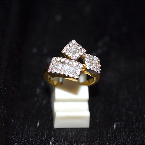 6 Carat Gold Plated Baguette and Round Cubic Zirconia Cluster Ring