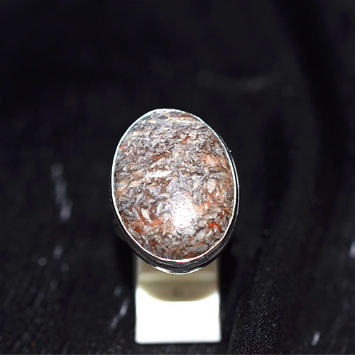 925 Sterling Silver Fragmented Red Jasper Oval Ring