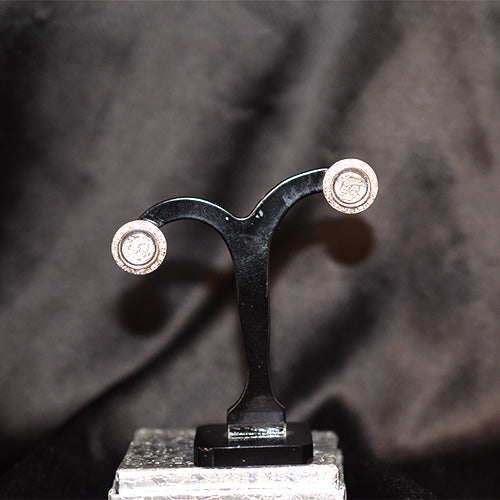 925 Sterling Silver Round Pave Cubic Zirconia Stud Earrings