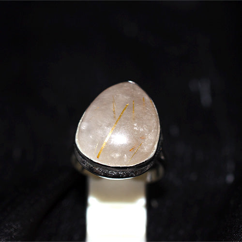 925 Sterling Silver Oval Rutilated Quartz Ring