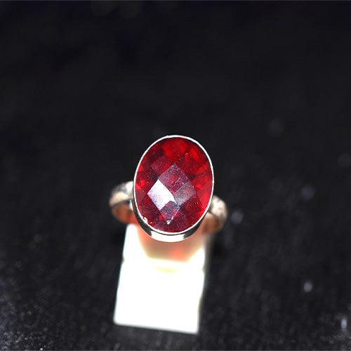 925 Sterling Silver Red Onyx Oval Ring