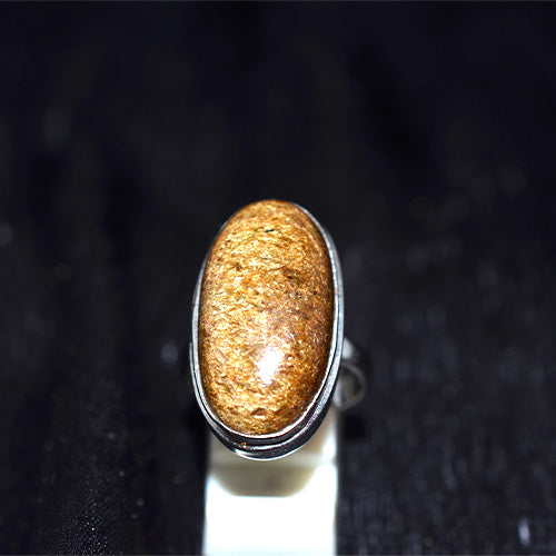 925 Sterling Silver Golden Bronzite Oval Ring