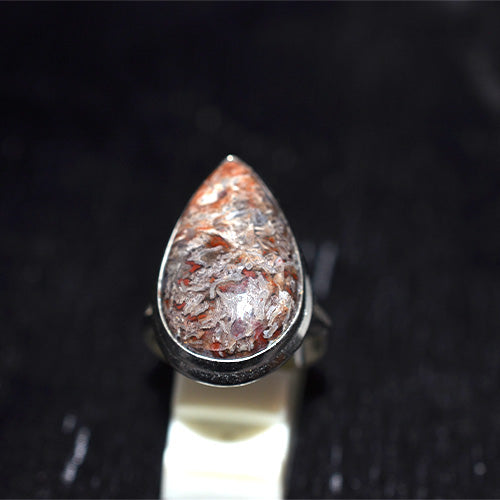 925 Sterling Silver Fragmented Jasper Teardrop Ring