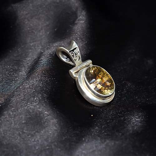 925 Sterling Silver Citrine Oval Pendant