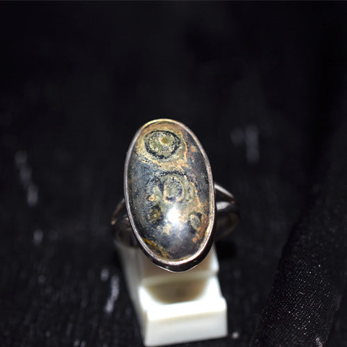 925 Sterling Silver Oval Orbicular Jasper Ring