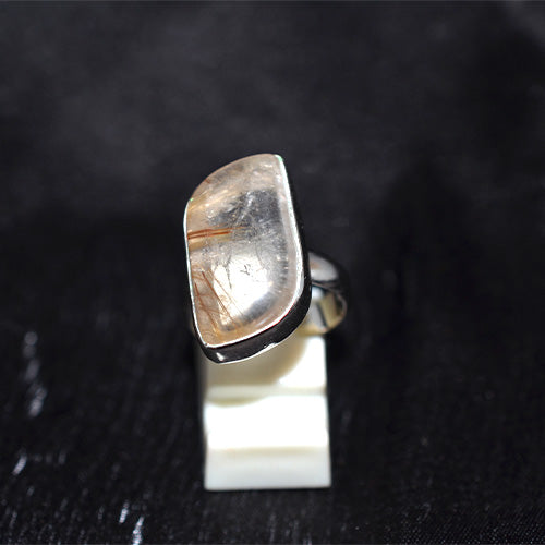 925 Sterling Silver Freeform Rutilated Quartz Ring