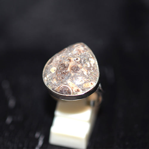 925 Sterling Silver Ocean Jasper Teardrop Ring
