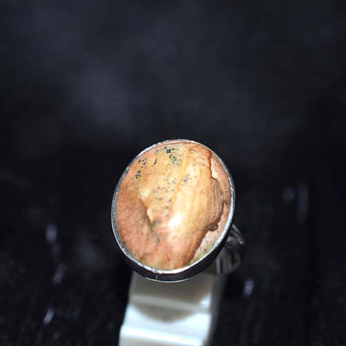 925 Sterling Silver Yellow Jasper Oval Ring
