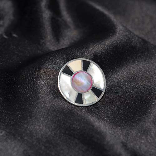 925 Sterling Silver Mother of Pearl Geometric Round Pendant