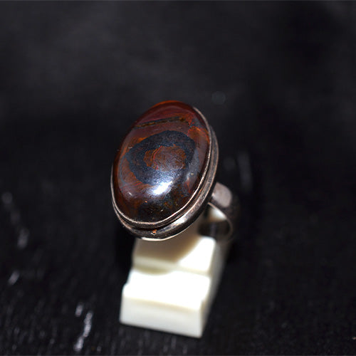 925 Sterling Silver Oval Tiger Iron Ring