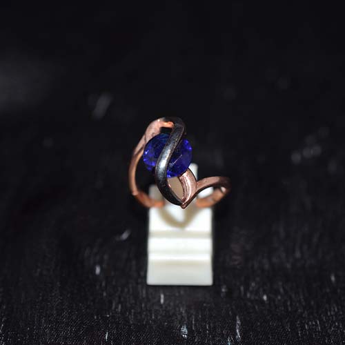 6 Carat Gold Plated Blue Orbital Twist Ring