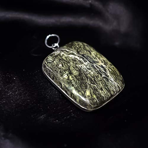 925 Sterling Silver Serpentine Rectangle Pendant