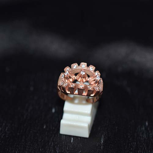 6 Carat Gold Plated Geometric Cubic Zirconia Ring