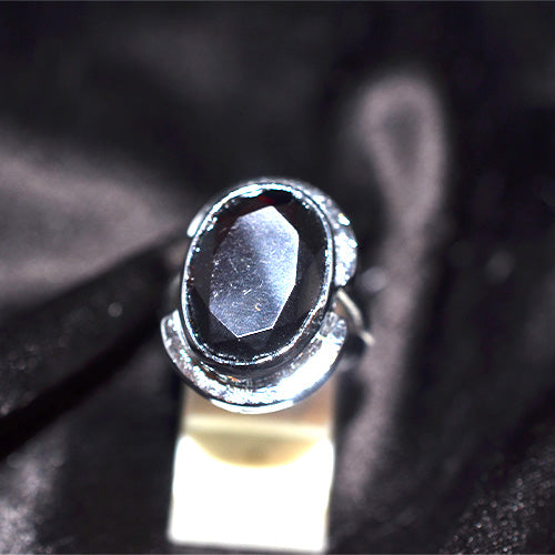 925 Sterling Silver Oval Garnet Double Band Ring