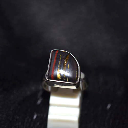 925 Sterling Silver Red Tiger Eye Square Ring