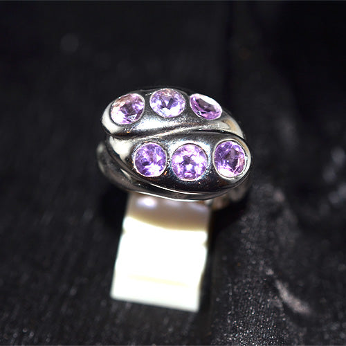 925 Sterling Silver Amethyst Coffee Bean Motif Ring