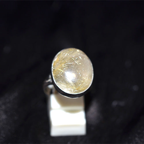 925 Sterling Silver Rutilated Quartz Oval Ring