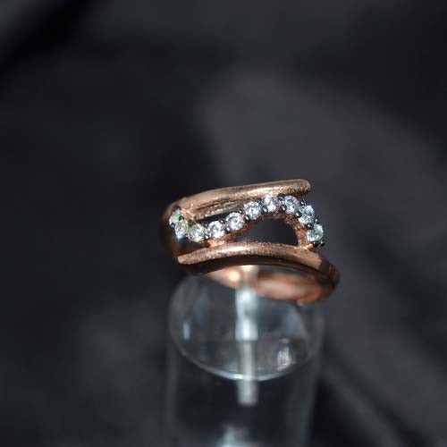 6 Carat Gold Plated White Crystal Open Curve Ring