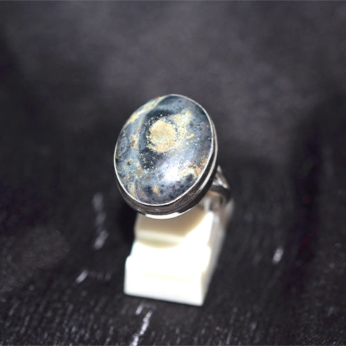925 Sterling Silver Oval Orbicular Jasper Ring