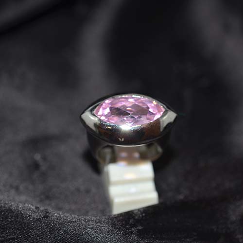 925 Sterling Silver Pink Topaz Marquise Cut Ring