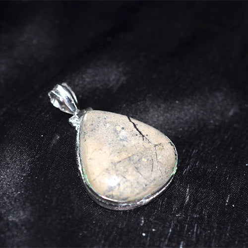 925 Sterling Silver Beige Jasper Teardrop Pendant