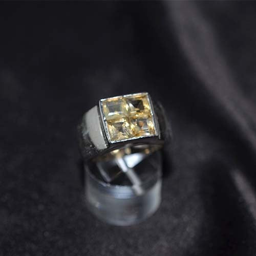 925 Sterling Silver Citrine Quad Stone Ring
