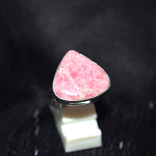 925 Sterling Silver Rhodochrosite Triangle Ring