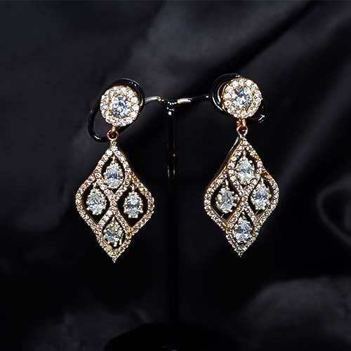 6 Carat Gold Plated Crystal Dangle Earrings
