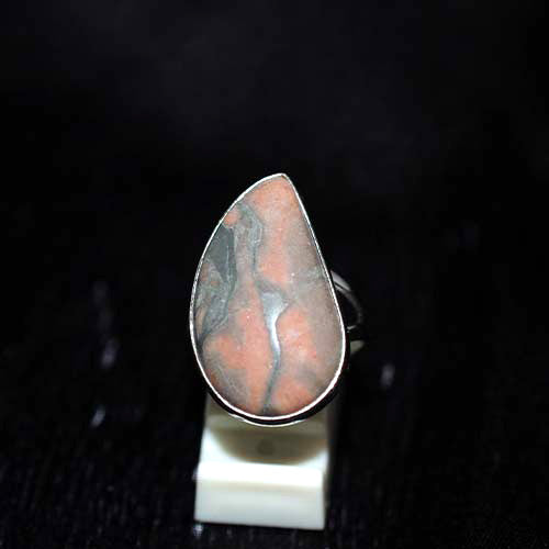 925 Sterling Silver Picasso Jasper Pear Ring
