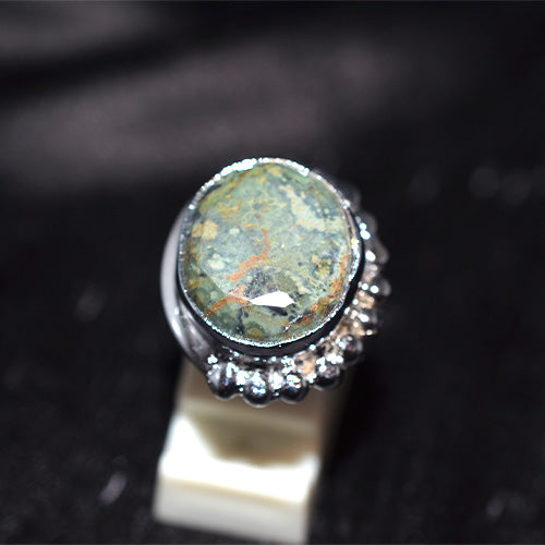 925 Sterling Silver Round African Turquoise Turkish Ring