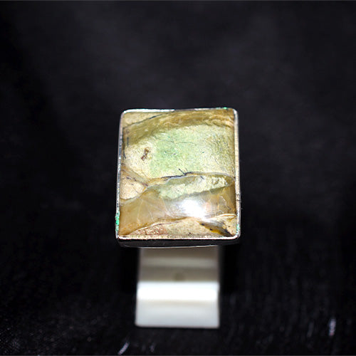 925 Sterling Silver Green Opal Rhombus Ring
