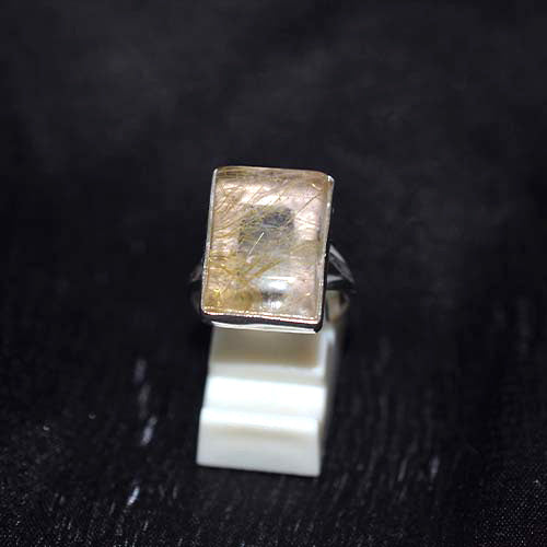 925 Sterling Silver Rutilated Quartz Rectangle Ring