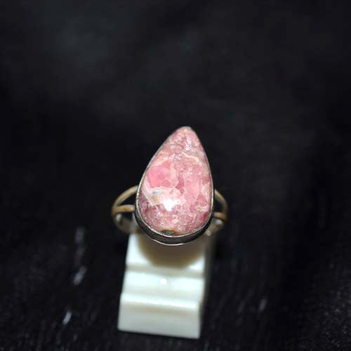 925 Sterling Silver Rhodochrosite Teardrop Ring