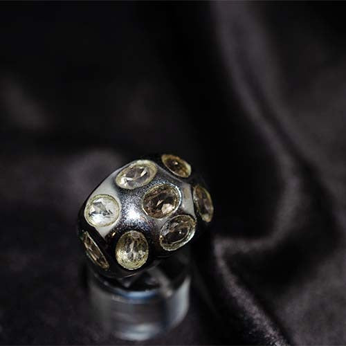 925 Sterling Silver Lemon Quartz Dome Multi-Stone Ring