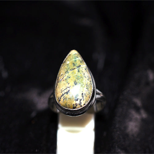 925 Sterling Silver Dendritic Opal Teardrop Ring