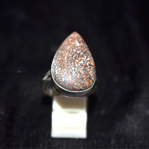 925 Sterling Silver Dinosaur Bone Elongated Teardrop Ring