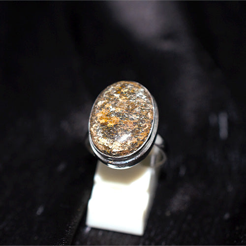 925 Sterling Silver Speckled Bronzite Oval Ring