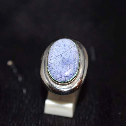 925 Sterling Silver Oval Sodalite Bezel Ring