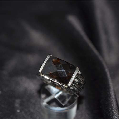 925 Sterling Silver Smoky Quartz Bar Set Ring