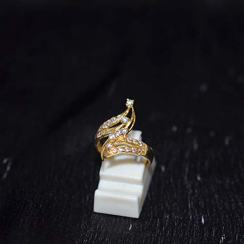 6 Carat Gold Plated Twisted Cubic Zirconia Duo Ring