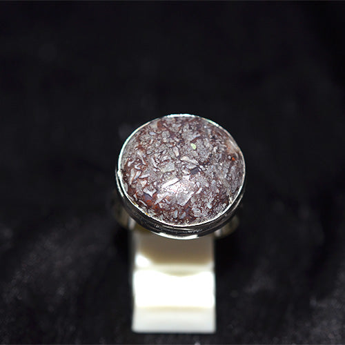 925 Sterling Silver Brecciated Jasper Round Ring