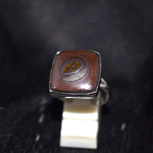 925 Sterling Silver Banded Jasper Circular Ring