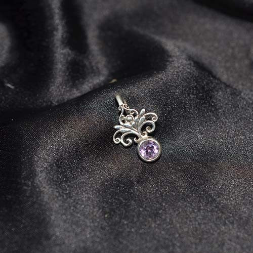 925 Sterling Silver Amethyst Scroll Pendant