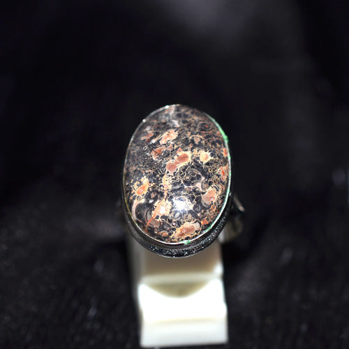 925 Sterling Silver Oval Fossil Coral Ring