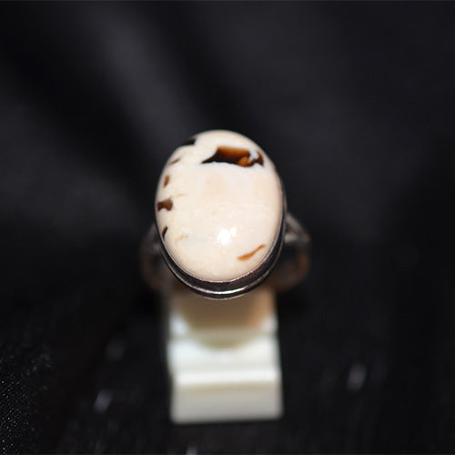 925 Sterling Silver Oval Dendritic Opal Ring