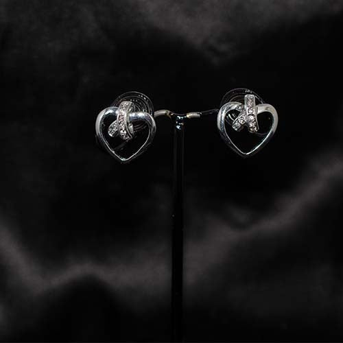 925 Sterling Silver Heart and Cross Stud Earrings