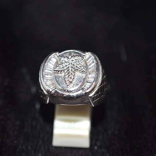 925 Sterling Silver Leaf Medallion Signet Ring